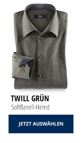 Softflanell-Hemd: Twill grün | Walbusch