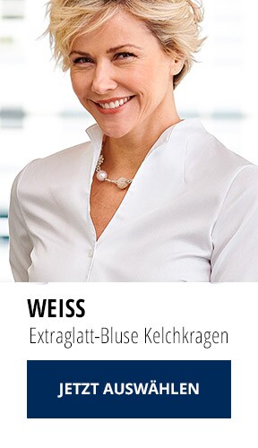 Extraglatt-Bluse Kelchkragen - weiß  | Walbusch