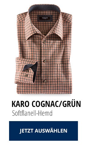 Softflanell-Hemd: Karo cognac/grün | Walbusch