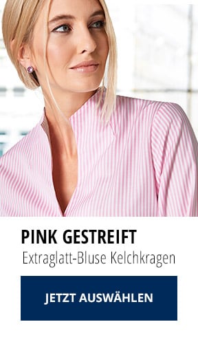 Extraglatt-Bluse Kelchkragen - pink gestreift  | Walbusch