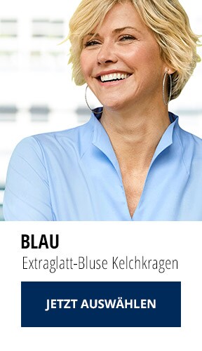 Extraglatt-Bluse Kelchkragen - blau | Walbusch