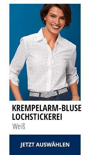 Krempelarm-Bluse Lochstickerei