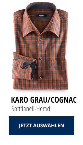 Softflanell-Hemd: Karo grau/cognac | Walbusch